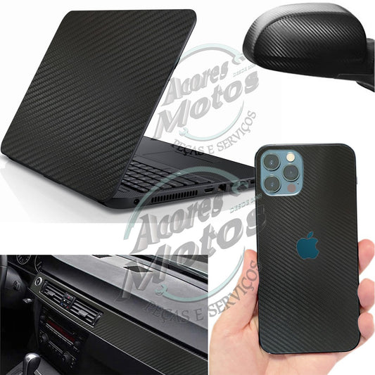 Adesivo Envelopamento Automotivo Fibra de Carbono Preto 3D