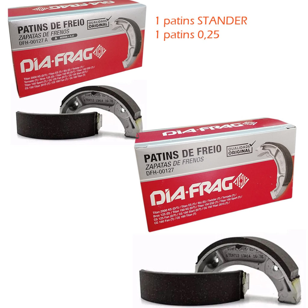 Lona Patins de Freio Roda Dianteira + Traseira Titan 125 Titan 150 Titan 160 Fan 125 Fan 150 Fan 160 Start 160