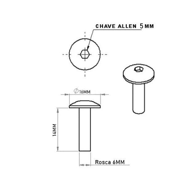 Kit Parafusos Carenagem Allen C/ 5 Xre 300 Cb 300 Falcon 400 Bros 160 Bros 150 Tornado 250 Cb 500 Hornet Cb 600