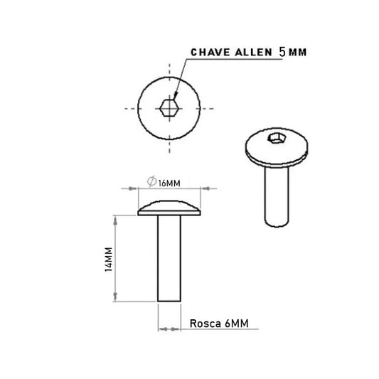 Kit Parafusos Carenagem Allen C/ 5 Xre 300 Cb 300 Falcon 400 Bros 160 Bros 150 Tornado 250 Cb 500 Hornet Cb 600