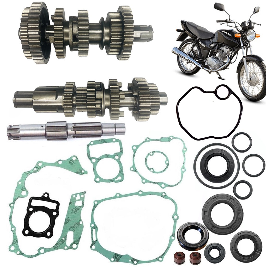 Cambio Completo + Eixo Piao + Jogo Juntas + Retentores Motor Titan 125 Fan 125 2000 Ate 2008