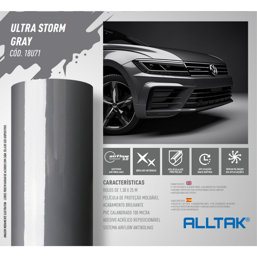 Adesivo Automotivo Alltak 120x200cm Para Capo e Teto Black Piano Preto Fosco Cinza Branco Grafite