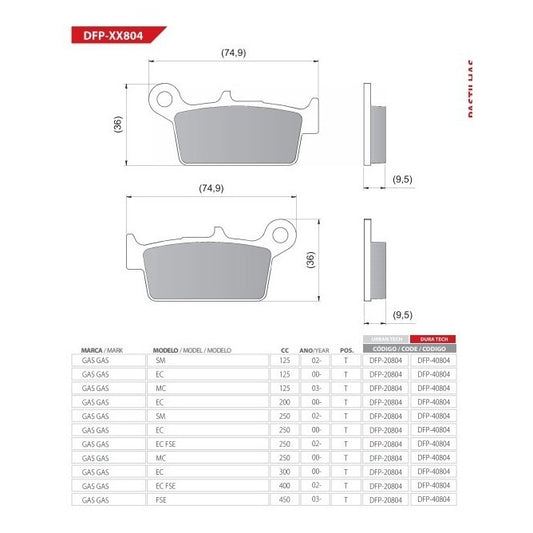 Pastilha Freio Traseiro Falcon 400 Xre 300 Sem Abs Diafrag