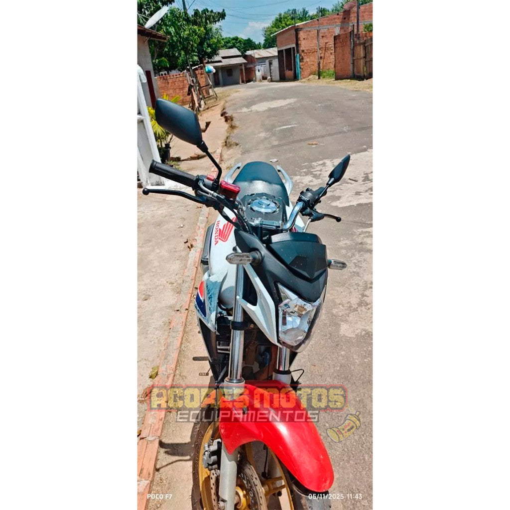 Retrovisor Gvs Mini Xre Haste Fixa Honda Lente Plana