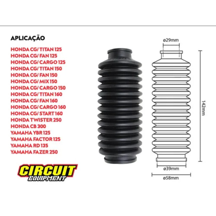 Sanfona Bengala Preta 13D Titan 150 Fan  125 Ys 250 CB 300 Twister 250 Ybr Factor Fazer Circuit