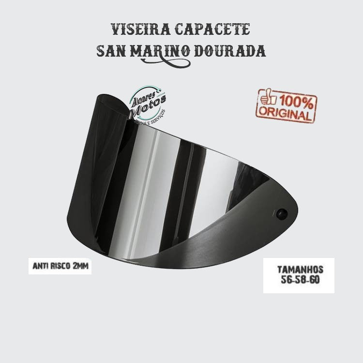 Lente Capacete Anti Risco San Marino Taurus Grossa 2mm Cromada Espelhada Camaleão Fumê Dourada