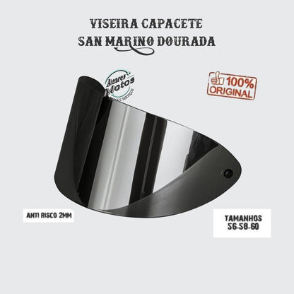 Lente Capacete Anti Risco San Marino Taurus Grossa 2mm Cromada Espelhada Camaleão Fumê Dourada