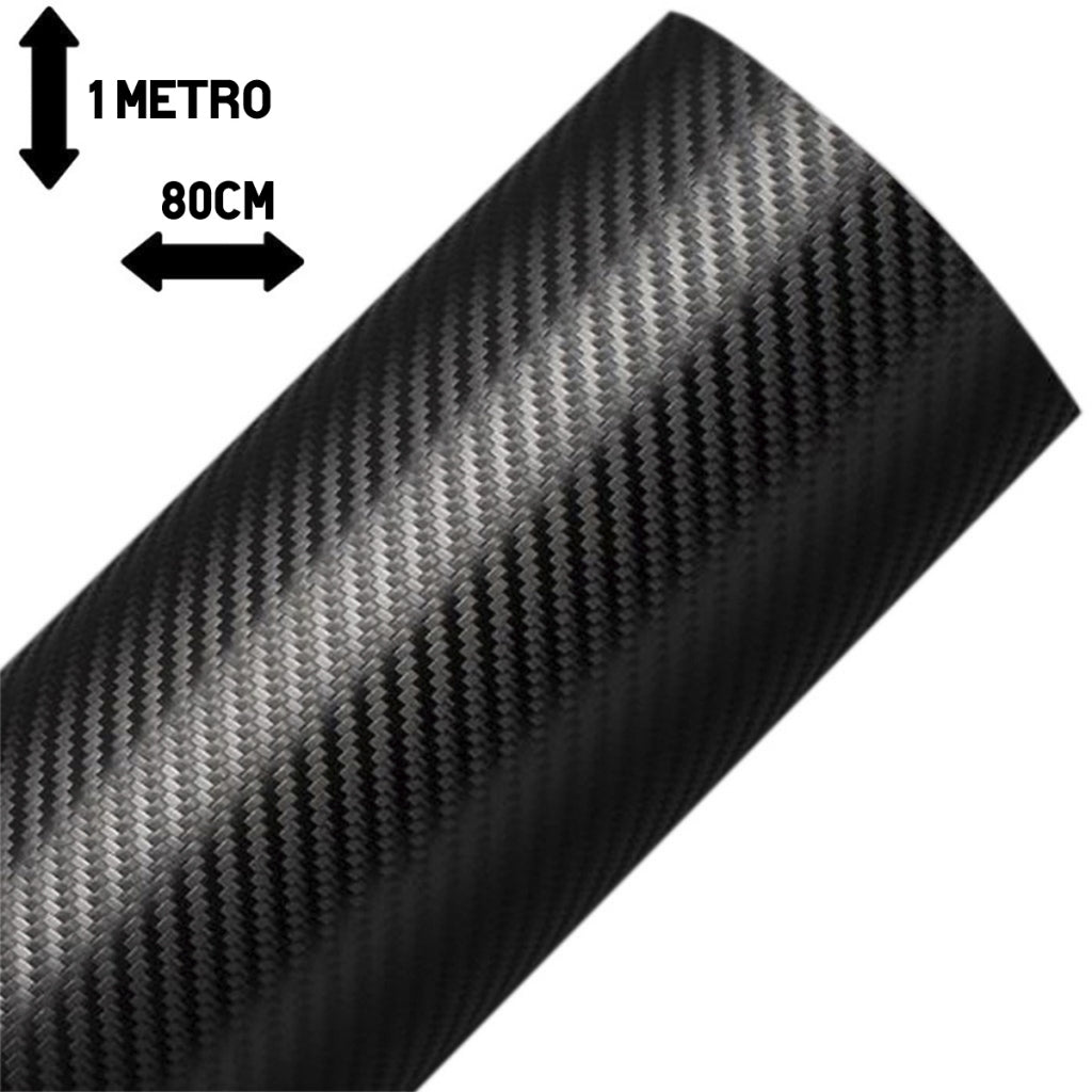 Adesivo Automotivo Fibra de Carbono Preto 3D