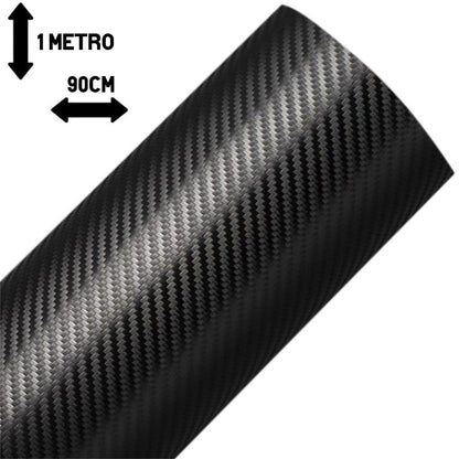 Adesivo Automotivo Fibra de Carbono Preto 3D