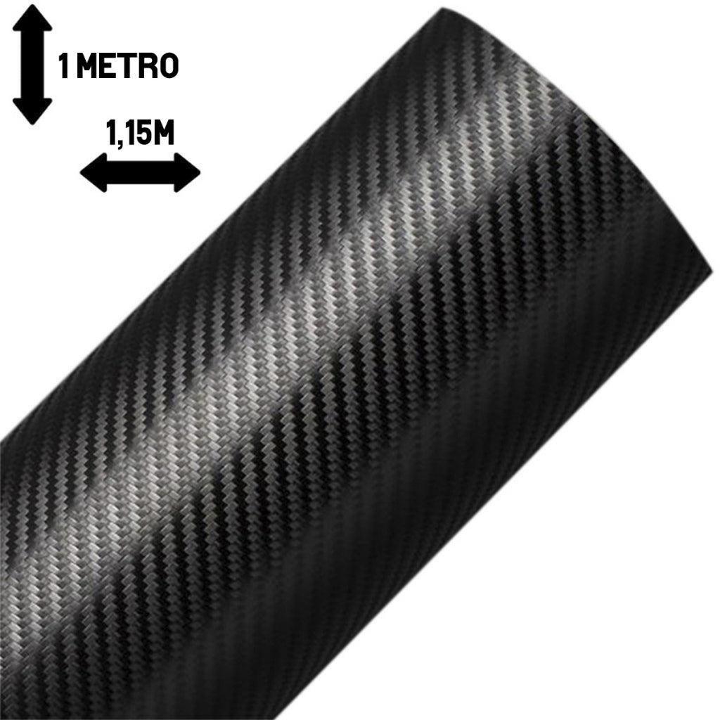 Adesivo Automotivo Fibra de Carbono Preto 3D
