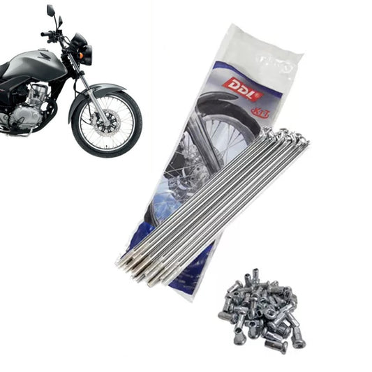 Jogo Raios Dianteiro DDL 4mm Cromado Titan 125 Titan 150 Titan 160 Fan 125 Fan 150 Fan 160 Freio a Disco