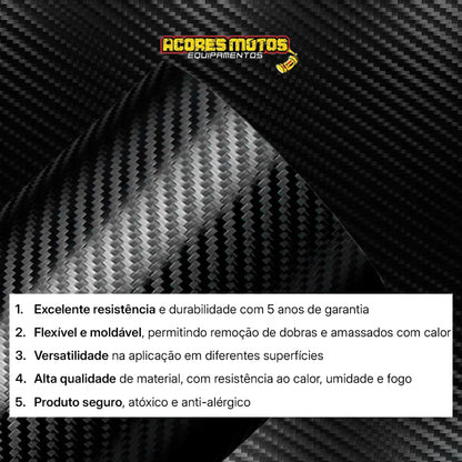 Adesivo Envelopamento Automotivo Fibra de Carbono Preto 3D