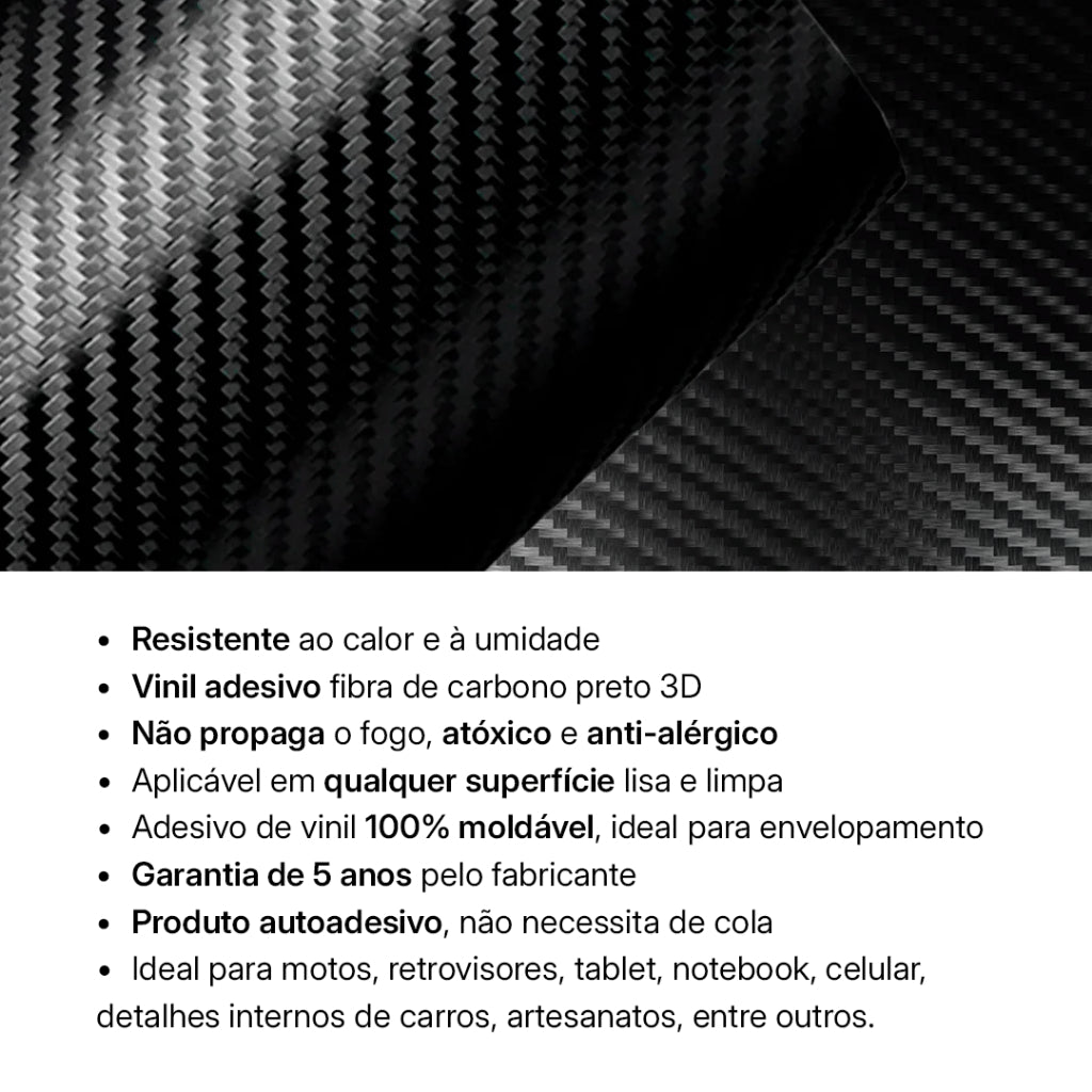 Adesivo Envelopamento Automotivo Fibra de Carbono Preto 3D