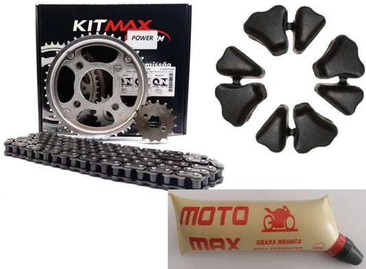 Kit Transmissão Titan 150 2004 Até 2014 + Jogo Coxim Coroa Bucha Coroa + Graxa Branca