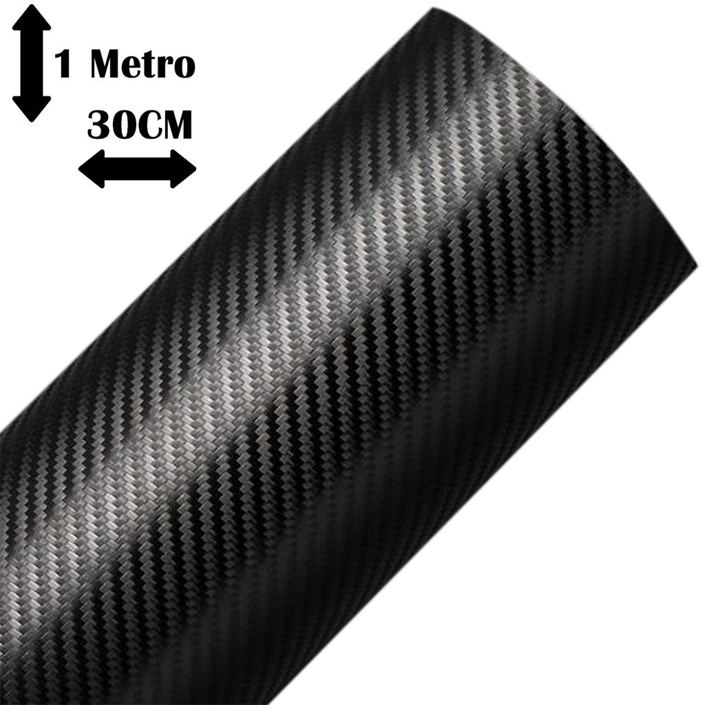 Adesivo Envelopamento Automotivo Fibra de Carbono Preto 3D