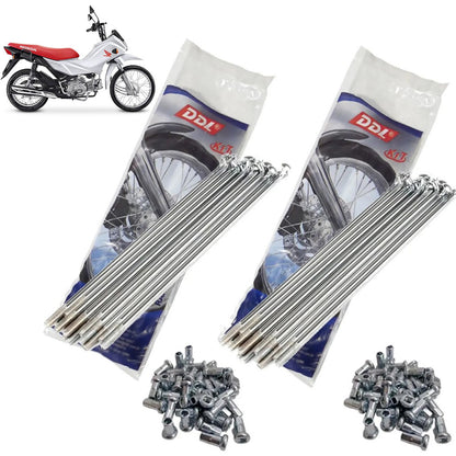 Jogo Raios Roda Dianteira + Traseira Pop 100 Pop 110 DDL 4MM Cromados