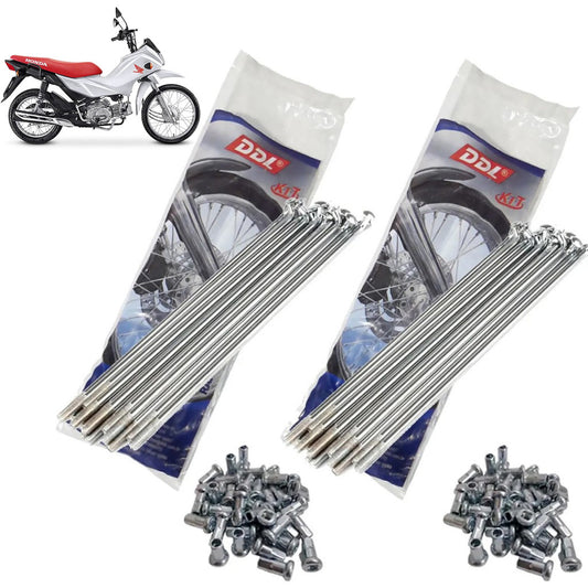 Jogo Raios Roda Dianteira + Traseira Pop 100 Pop 110 DDL 4MM Cromados