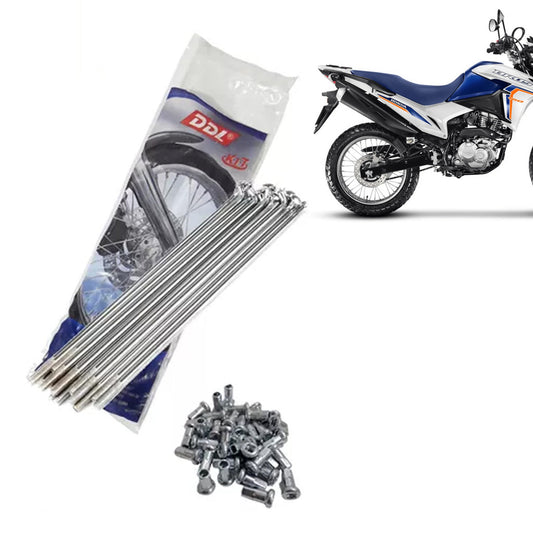 Jogo Raios Traseiro DDL 4mm Cromado Bros 160 Freio a Disco 4MM