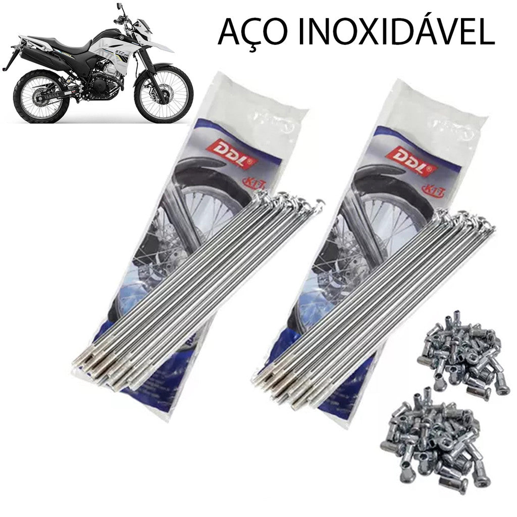 Jogo Raios Aço Inox Roda Dianteira + Traseira Lander 250 Tenere 250 DDL 4MM