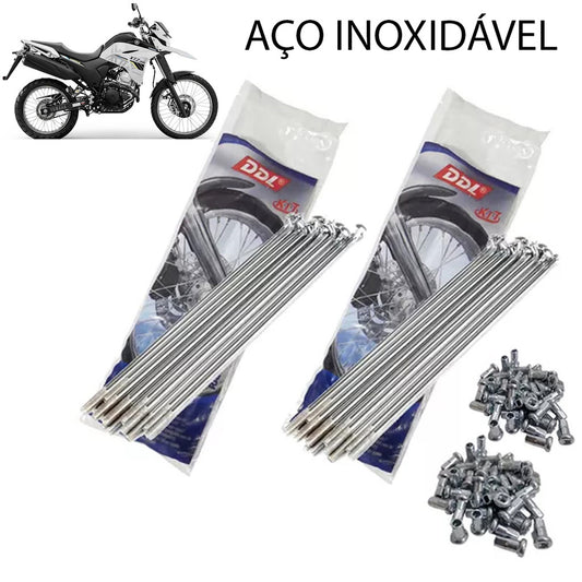 Jogo Raios Aço Inox Roda Dianteira + Traseira Lander 250 Tenere 250 DDL 4MM