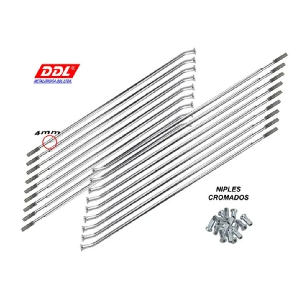 Jogo Raios Dianteiro DDL 4mm Cromado Xt 660 Freio a Disco 4MM