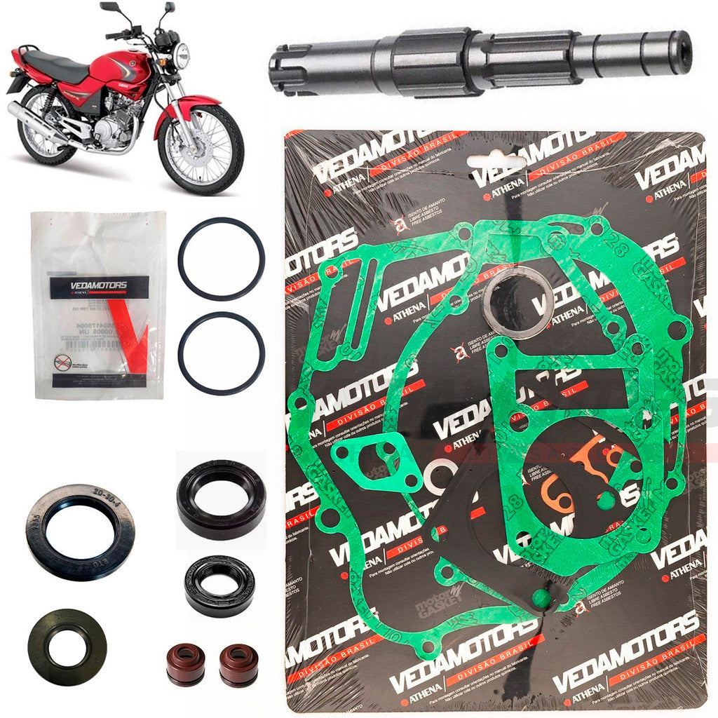 Eixo Pinhão + Jogo Juntas + Retentores Completo Motor Ybr 125 2000 Ate 2007 Vedamotors