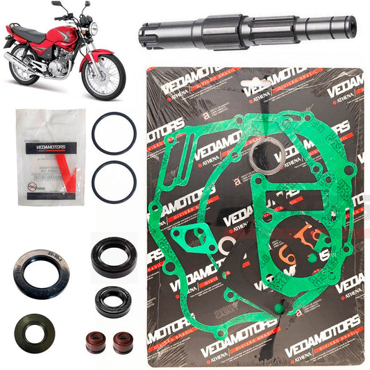 Eixo Pinhão + Jogo Juntas + Retentores Completo Motor Ybr 125 2000 Ate 2007 Vedamotors