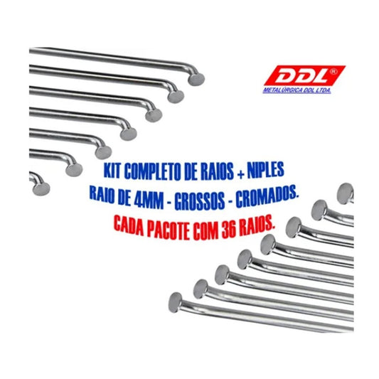 Jogo Raios Dianteiro Lander 250 Tenere 250 Xtz 125 DDL 4mm Cromado