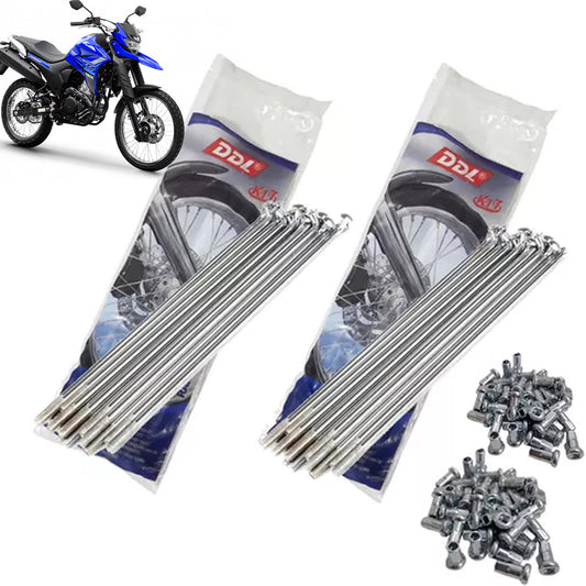 Jogo Raios Roda Dianteira + Traseira Lander 250 Tenere 250 DDL 4MM Cromados