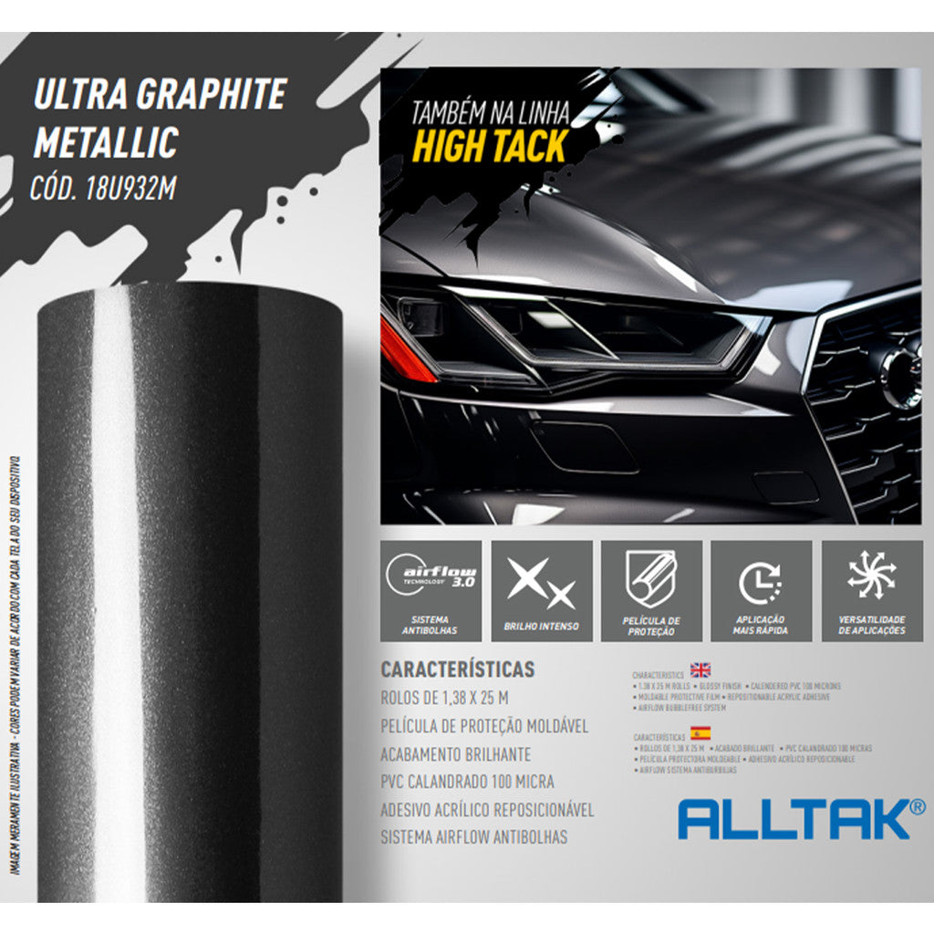Adesivo Envelopamento Automotivo Ultra Grafite Metalico