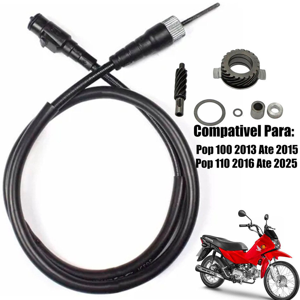 Cabo Velocimetro + Engrenagem Velocimetro Pop 100 Pop 110