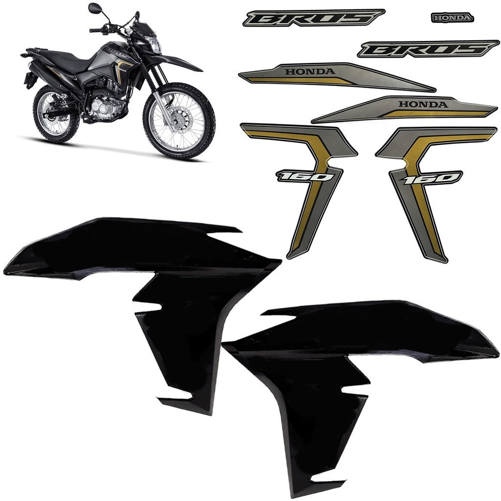 Aba Tanque Par Bros 160 2022 Ate 2023 Preta Com Adesivos