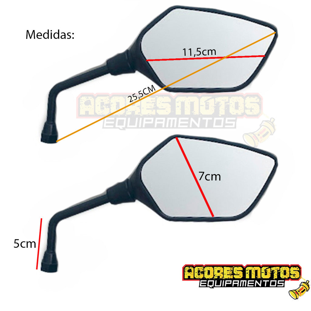 Retrovisor Gvs Mini Xre Haste Fixa Honda Lente Plana