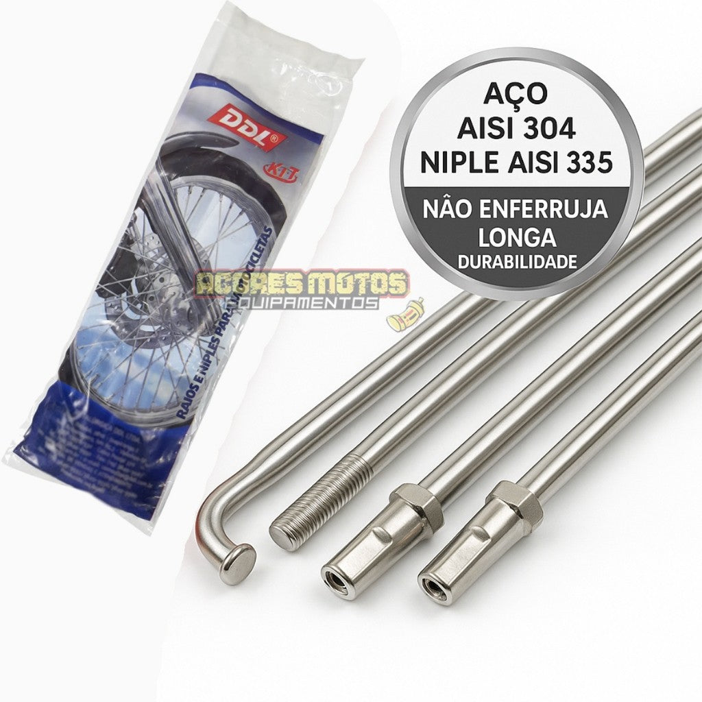 Jogo Raios Aço Inox Roda Dianteira + Traseira Xre 300 Sahara 300 DDL 4MM