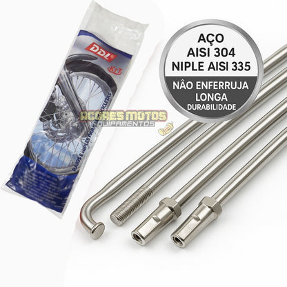 Jogo Raios Aço Inox Roda Dianteira + Traseira Xre 300 Sahara 300 DDL 4MM