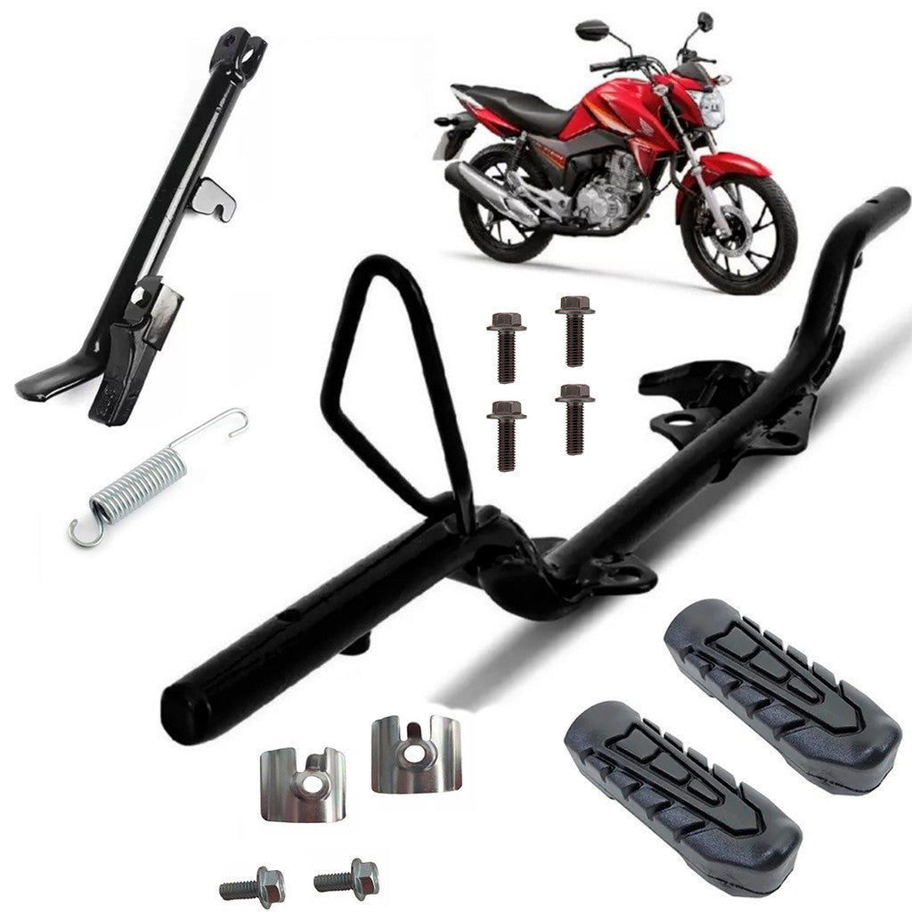 Estribo Pedal Apoio + Borracha + Pezinho + Chapa + Parafusos Titan 160 Fan 160 Start 160 2014 A 2024