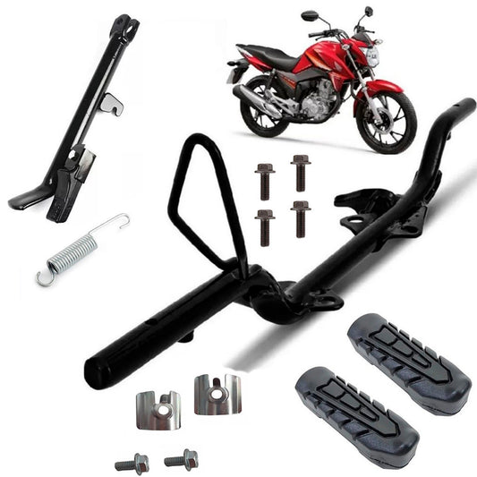 Estribo Pedal Apoio + Borracha + Pezinho + Chapa + Parafusos Titan 160 Fan 160 Start 160 2014 A 2024