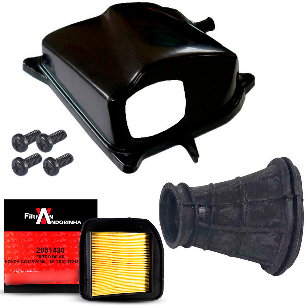 Tampa Filtro Ar + Condutor + Filtro + Parafusos Titan 125 Fan 125 2000 Ate 2008