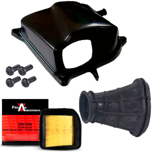 Tampa Filtro Ar + Condutor + Filtro + Parafusos Titan 125 Fan 125 2000 Ate 2008