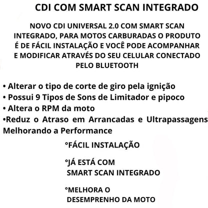 Cdi Competição Multscan Pro Fire X Universal Carburada 9 Corte Bluetooth Integrado