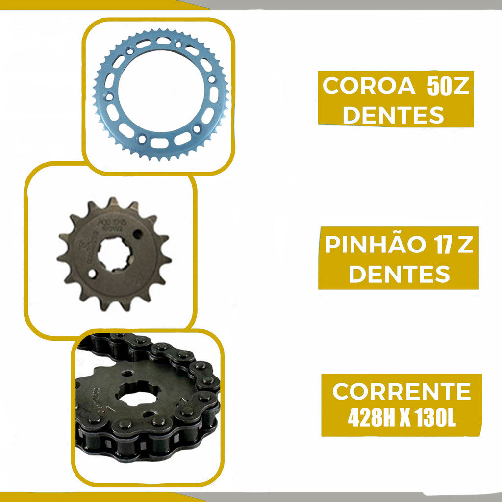 Kit Relação Transmissão Honda Bros 150 2004 Ate 2015 Corrente Com Retentor