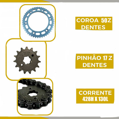 Kit Relação Transmissão Honda Bros 150 2004 Ate 2015 Corrente Com Retentor