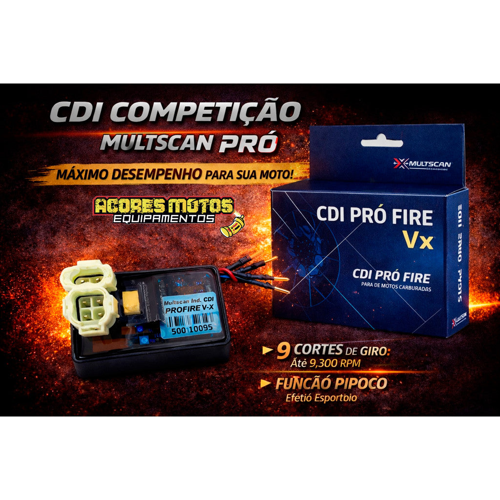 Cdi Competição Multscan Pro Fire X Universal Carburada 9 Corte Bluetooth Integrado