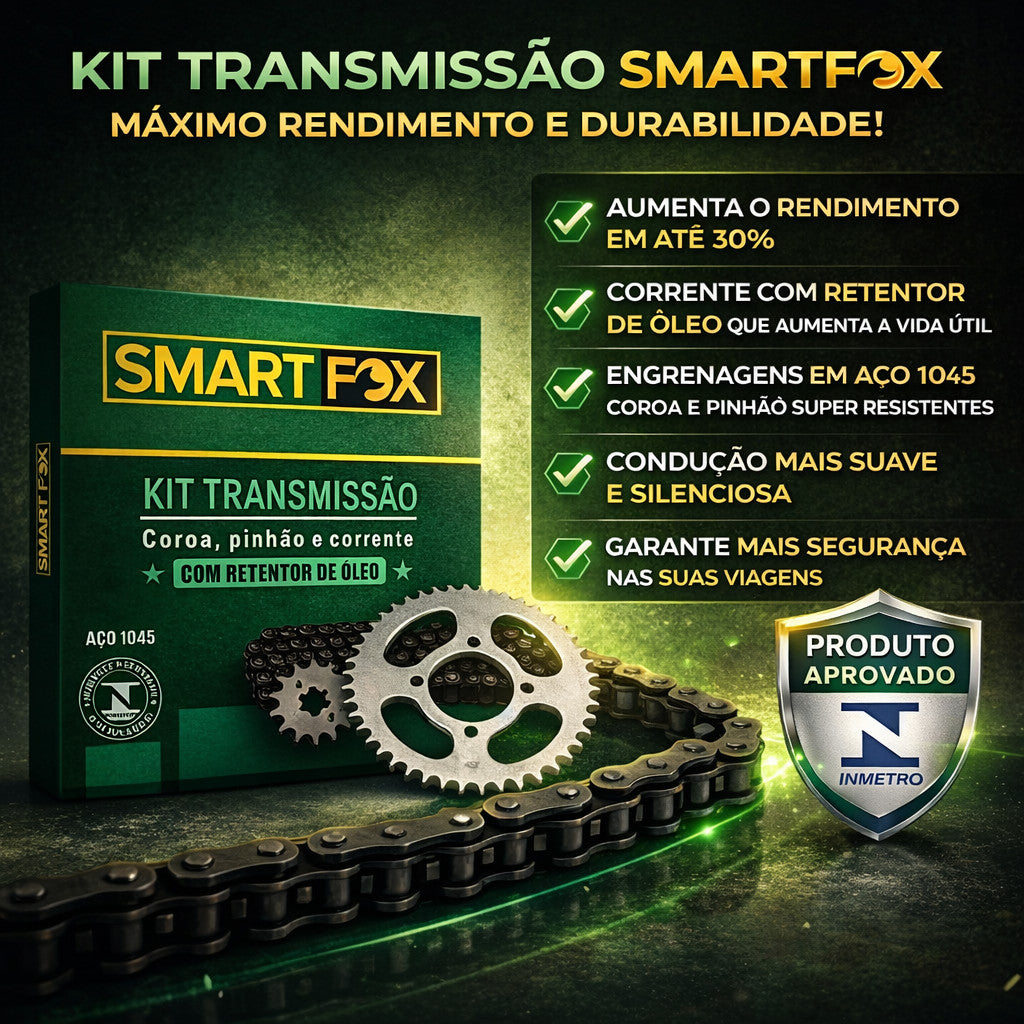 Kit Relação Honda Fan 125 2009 Ate 2013 Aço 1045 Corrente com Retentor