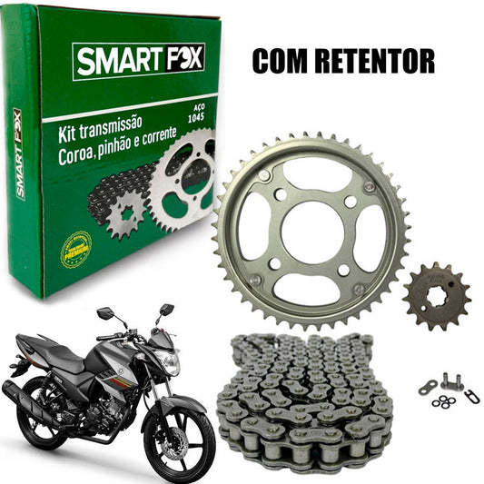 Kit Relação Transmissão Fazer 150 Ybr 125i Corrente Com Retentor 2014 Á 2024
