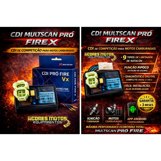 Cdi Competição Multscan Pro Fire X Universal Carburada 9 Corte Bluetooth Integrado