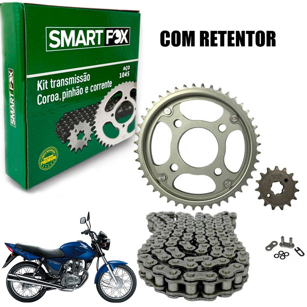 Kit Relação Honda Titan 150 Fan 150 Start 150 Transmissão Corrente Com Retentor