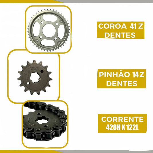 Kit Relação Transmissão Xtz 150 Crosser 2014 á 2024 Corrente Com Retentor