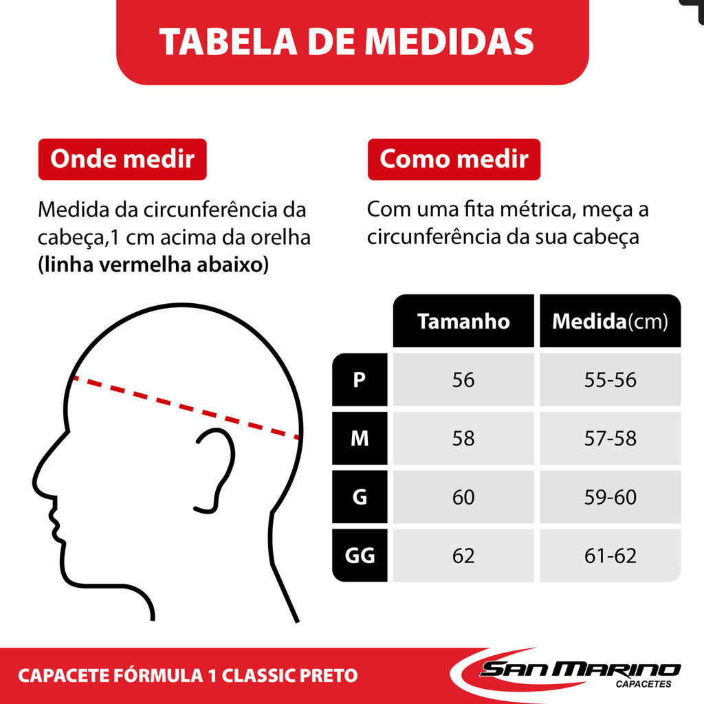 Capacete Moto Integral San Marino Fórmula 1 R Classic Preto Fechado Motociclista