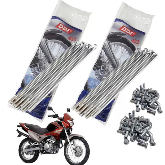 Jogo Raios Roda Dianteira + Traseira Falcon 400 DDL 4MM Cromados